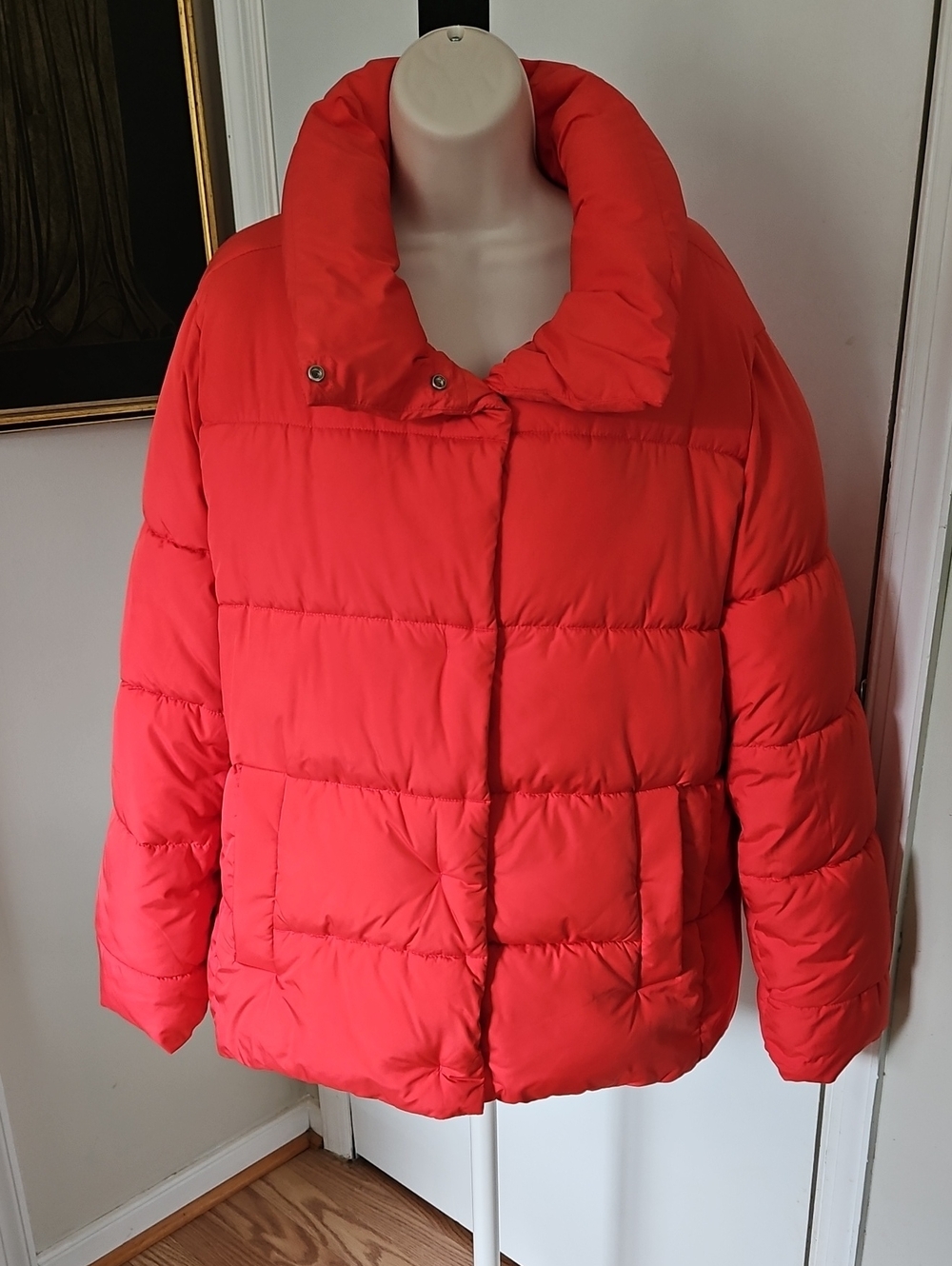 Talbots Short Down Alternative Puffer Coat Size XL Orange